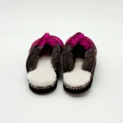 Picture of Sheepskin Mules | Vole / Magenta with Braid | Size 4