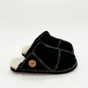 Picture of Sheepskin Mules | Black / Rainbow thread | Size 7