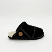 Picture of Sheepskin Mules | Black / Rainbow thread | Size 7