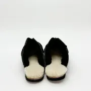 Picture of Sheepskin Mules | Black / Rainbow thread | Size 7