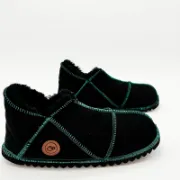 Picture of Sheepskin Slipper | Black / Turquoise thread | Size 10