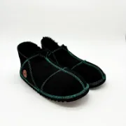 Picture of Sheepskin Slipper | Black / Turquoise thread | Size 10