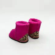 Picture of Sheepskin Traditional | Magenta with Leopard heel | Size Kids 8