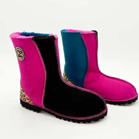 Picture of Traditional Boots | Teal / Magenta / Black with Leopard Heel | Size 6