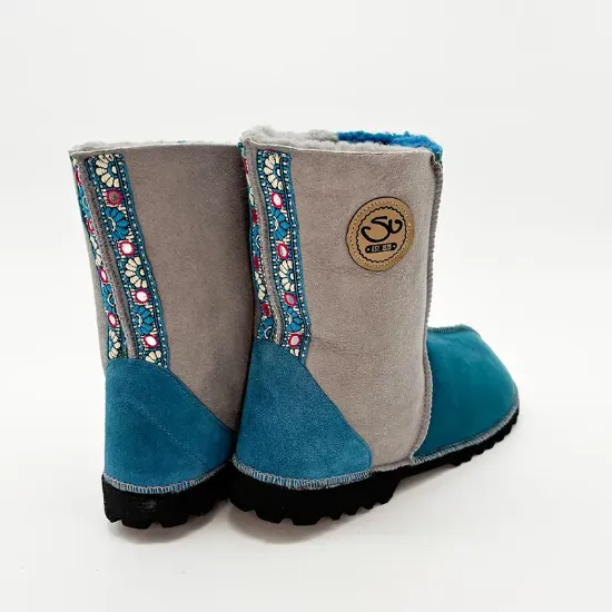 Picture of Traditional Boots | Grey / Teal with teal heel & Braid | Size 7